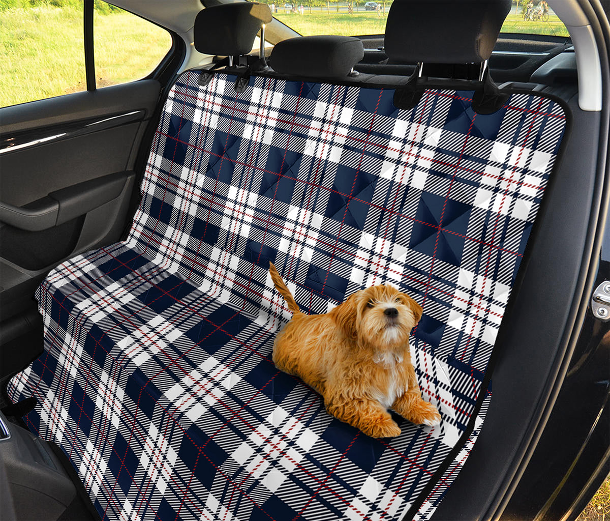 Blue White And Red Tartan Pattern Print Pet Car Back Seat Cover