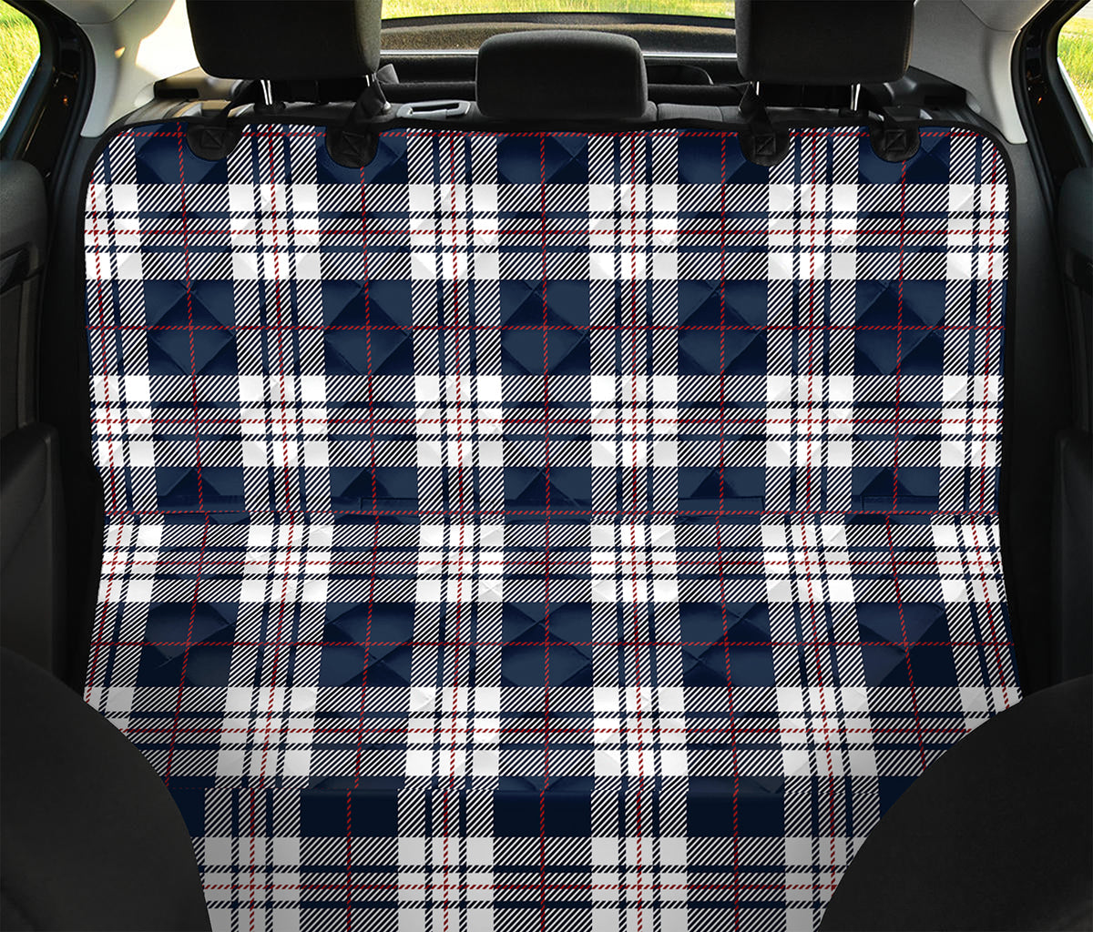 Blue White And Red Tartan Pattern Print Pet Car Back Seat Cover