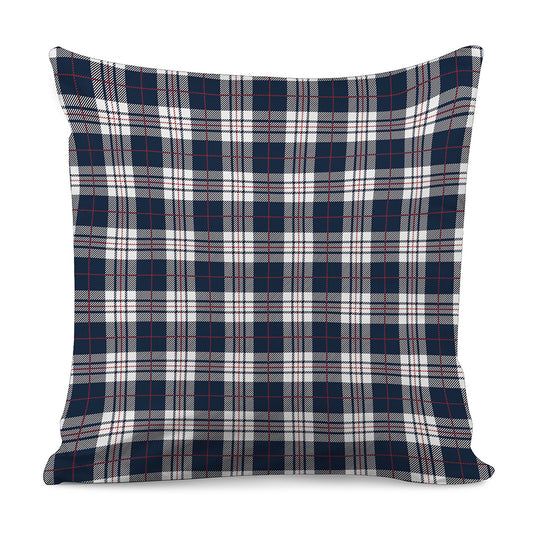 Blue White And Red Tartan Pattern Print Pillow Cover