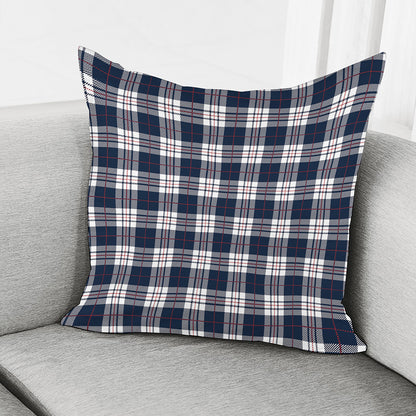 Blue White And Red Tartan Pattern Print Pillow Cover