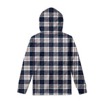 Blue White And Red Tartan Pattern Print Pullover Hoodie