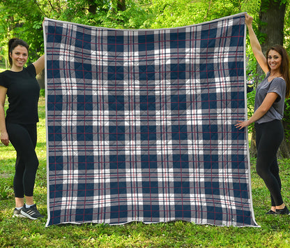 Blue White And Red Tartan Pattern Print Quilt