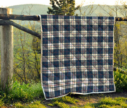 Blue White And Red Tartan Pattern Print Quilt