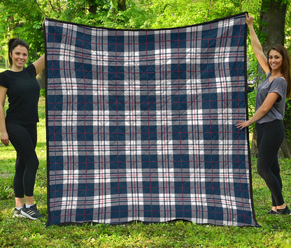 Blue White And Red Tartan Pattern Print Quilt