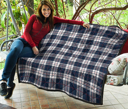 Blue White And Red Tartan Pattern Print Quilt