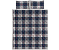 Blue White And Red Tartan Pattern Print Quilt Bed Set