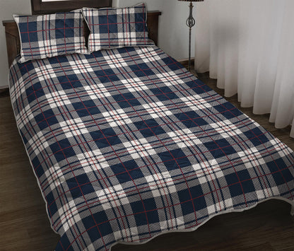 Blue White And Red Tartan Pattern Print Quilt Bed Set