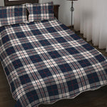Blue White And Red Tartan Pattern Print Quilt Bed Set
