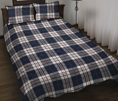 Blue White And Red Tartan Pattern Print Quilt Bed Set