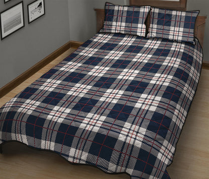Blue White And Red Tartan Pattern Print Quilt Bed Set