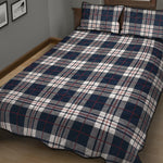 Blue White And Red Tartan Pattern Print Quilt Bed Set