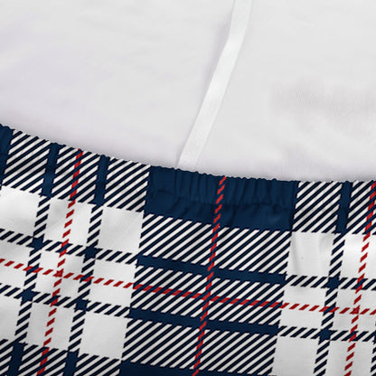 Blue White And Red Tartan Pattern Print Sofa Cover
