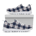 Blue White And Red Tartan Pattern Print White Sneakers