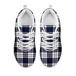 Blue White And Red Tartan Pattern Print White Sneakers