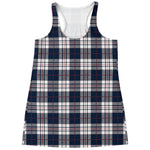 Blue White And Red Tartan Pattern Print Women's Racerback Tank Top