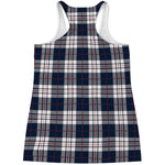 Blue White And Red Tartan Pattern Print Women's Racerback Tank Top