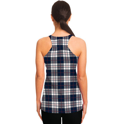 Blue White And Red Tartan Pattern Print Women's Racerback Tank Top