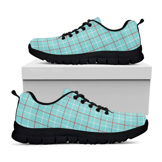 Blue White And Red Tattersall Print Black Sneakers