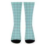 Blue White And Red Tattersall Print Crew Socks