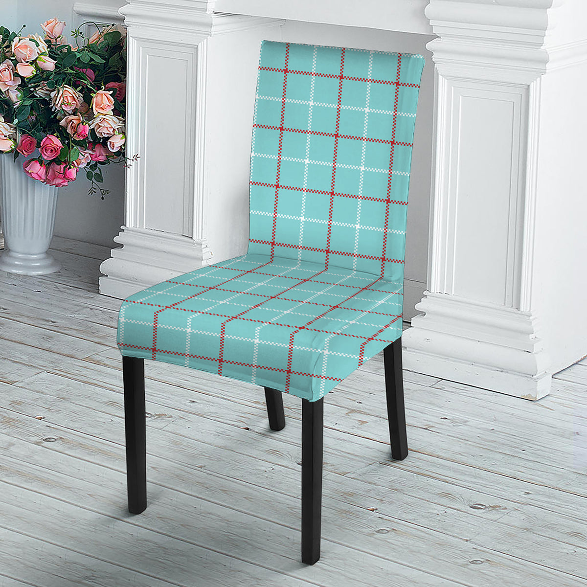 Blue White And Red Tattersall Print Dining Chair Slipcover