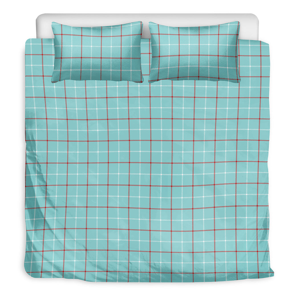 Blue White And Red Tattersall Print Duvet Cover Bedding Set