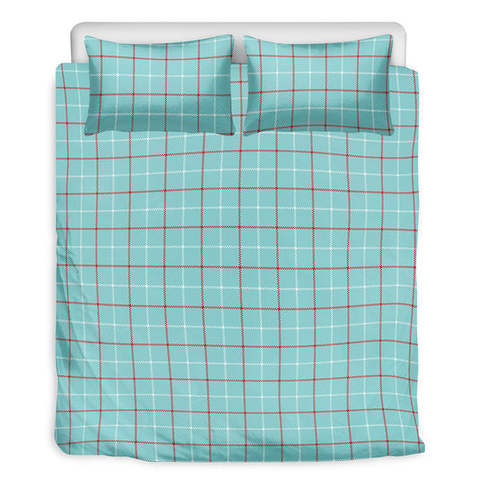 Blue White And Red Tattersall Print Duvet Cover Bedding Set