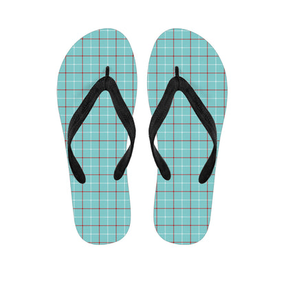 Blue White And Red Tattersall Print Flip Flops