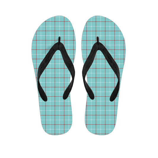 Blue White And Red Tattersall Print Flip Flops