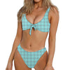 Blue White And Red Tattersall Print Front Bow Tie Bikini