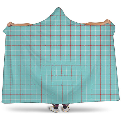 Blue White And Red Tattersall Print Hooded Blanket