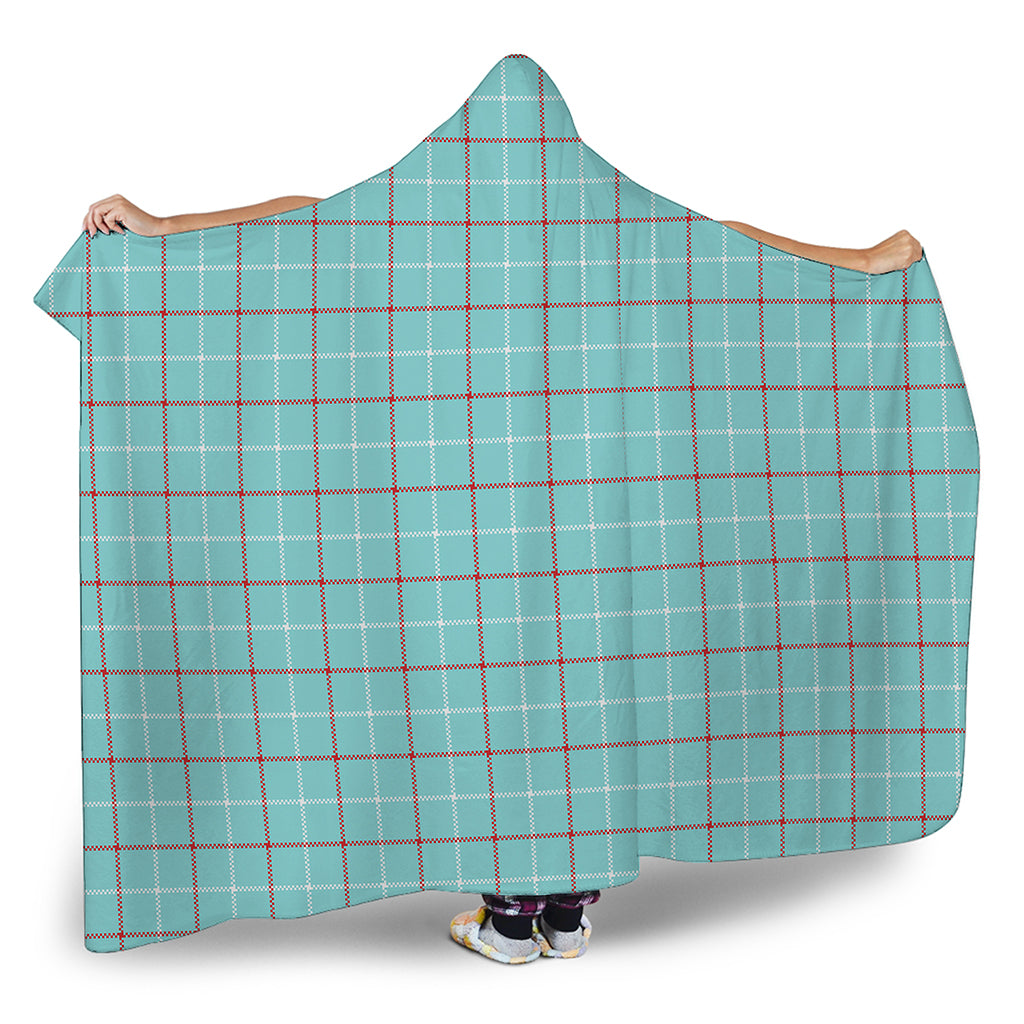 Blue White And Red Tattersall Print Hooded Blanket