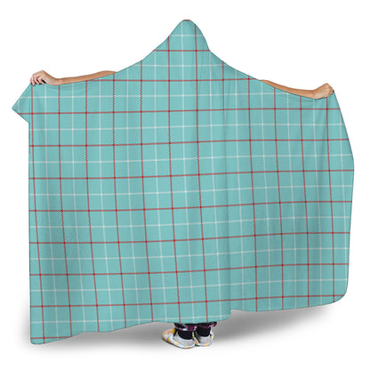Blue White And Red Tattersall Print Hooded Blanket