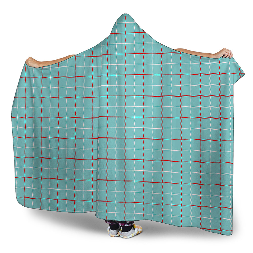 Blue White And Red Tattersall Print Hooded Blanket