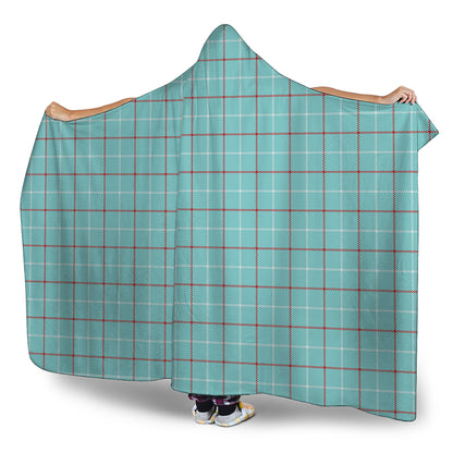 Blue White And Red Tattersall Print Hooded Blanket