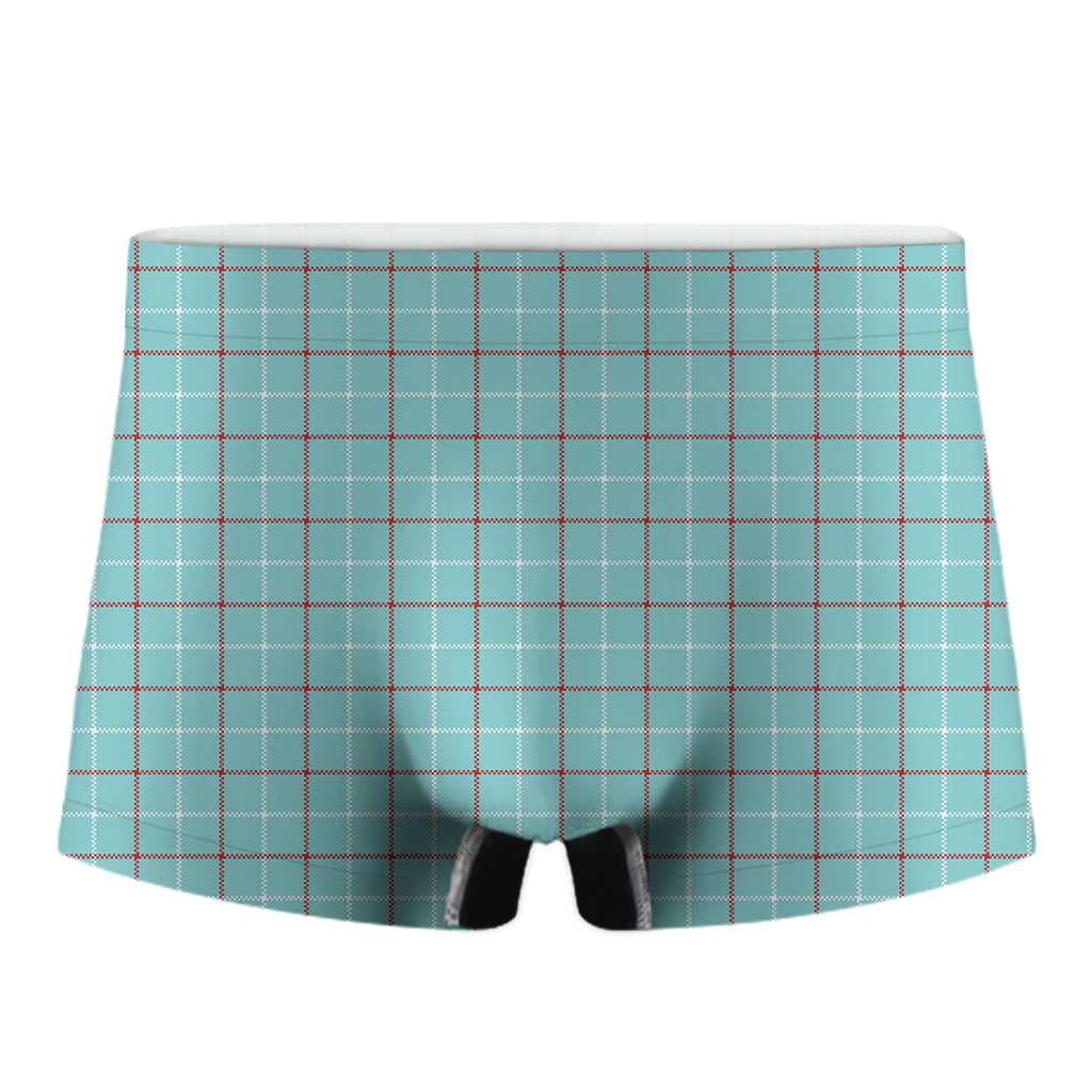 Blue White And Red Tattersall Print Men's Boxer Briefs