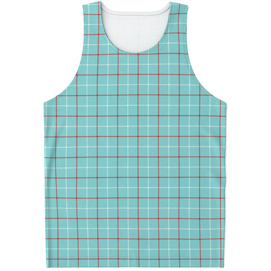 Blue White And Red Tattersall Print Men's Tank Top