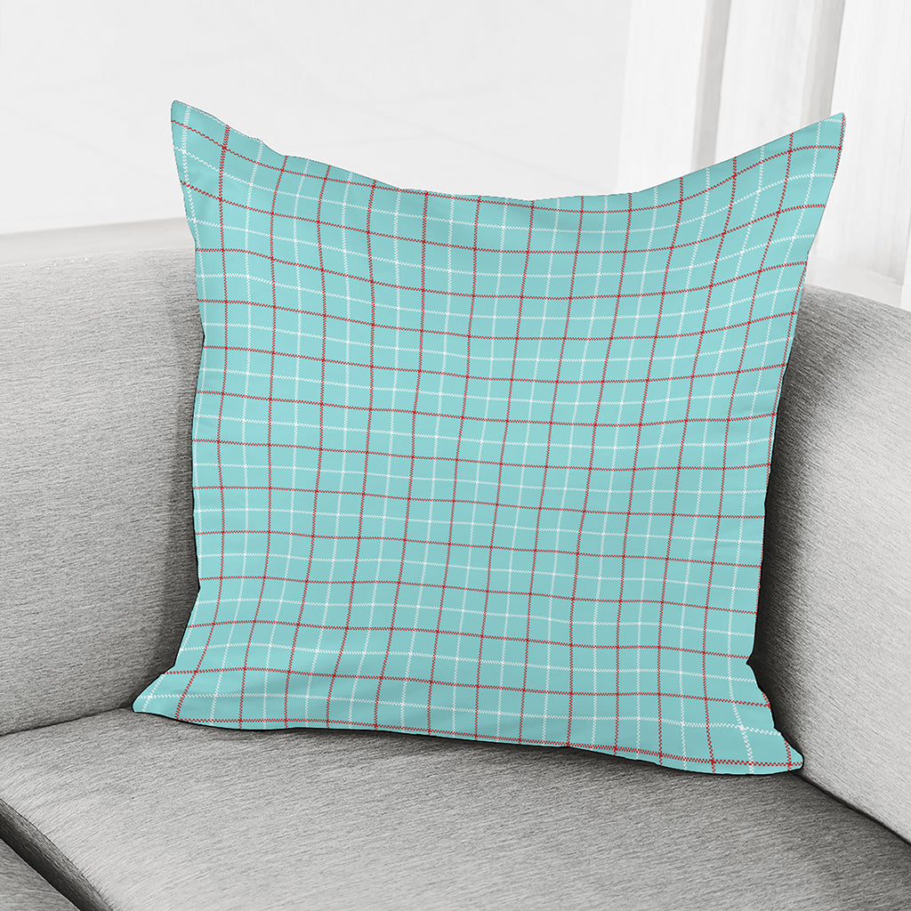 Blue White And Red Tattersall Print Pillow Cover