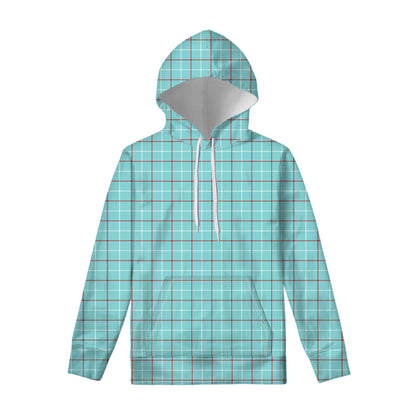 Blue White And Red Tattersall Print Pullover Hoodie