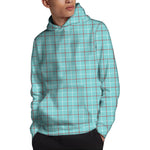 Blue White And Red Tattersall Print Pullover Hoodie