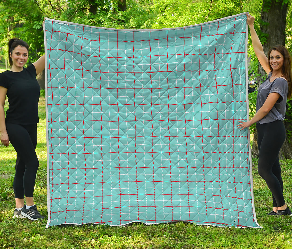 Blue White And Red Tattersall Print Quilt