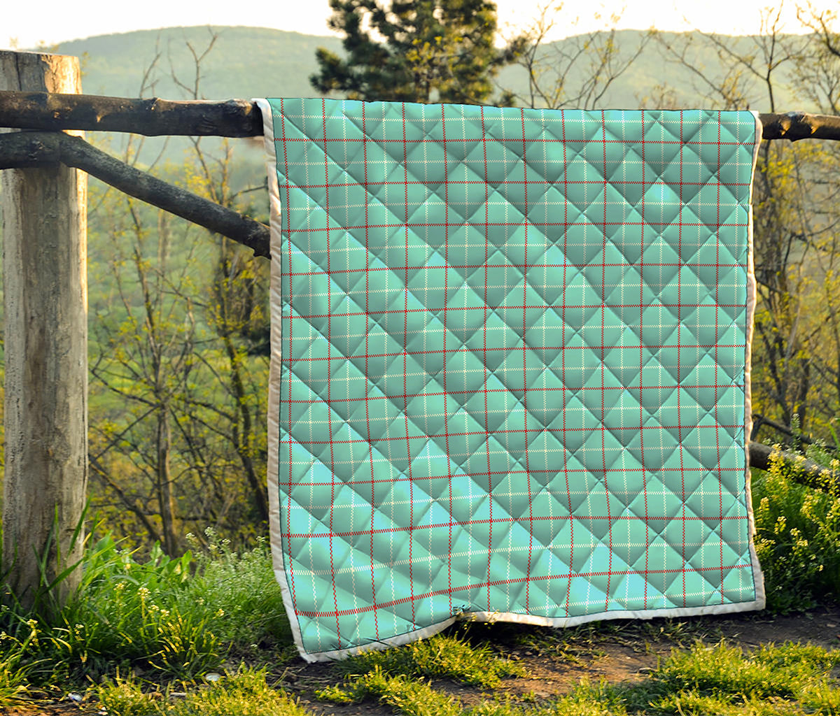 Blue White And Red Tattersall Print Quilt