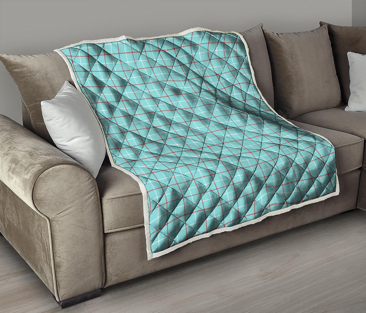 Blue White And Red Tattersall Print Quilt