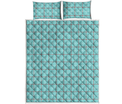 Blue White And Red Tattersall Print Quilt Bed Set