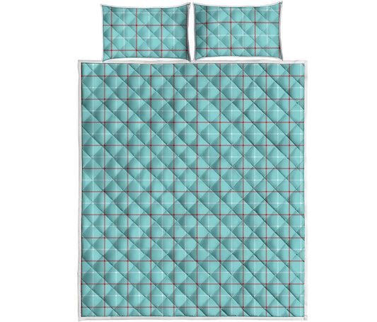 Blue White And Red Tattersall Print Quilt Bed Set