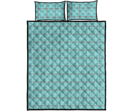 Blue White And Red Tattersall Print Quilt Bed Set