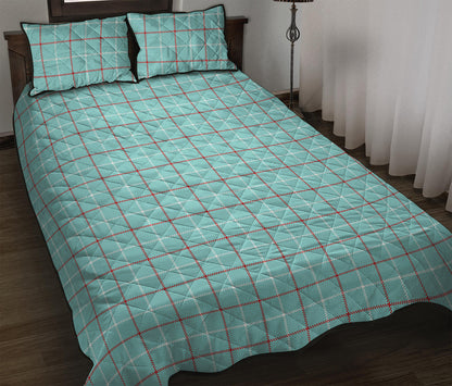 Blue White And Red Tattersall Print Quilt Bed Set