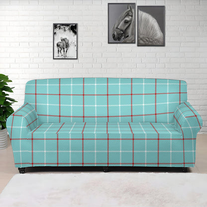 Blue White And Red Tattersall Print Sofa Cover