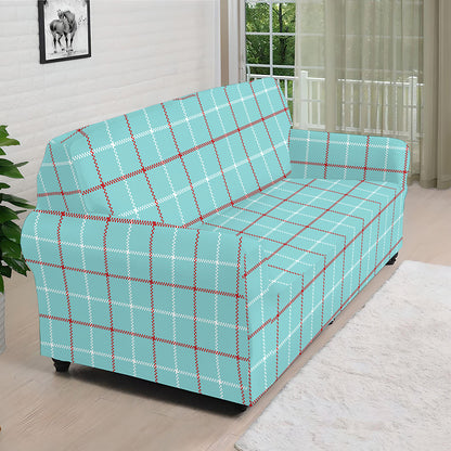 Blue White And Red Tattersall Print Sofa Cover