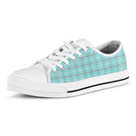 Blue White And Red Tattersall Print White Low Top Shoes