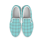Blue White And Red Tattersall Print White Slip On Shoes